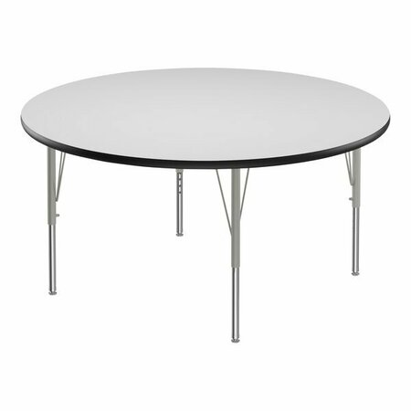 CORRELL CD 48'' Round White 19''-29'' Adj Ht HP Lam Top Act Table Silvr Lgs Blk T-Mold 38448RND3782